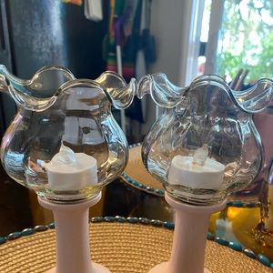 Vintage Home Interior Votive Glass pair of two .